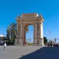 Triumphal arch in the main square of Finale Ligure, Savona, Italy