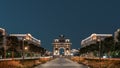 Triumphal arch in Moscow at night summer timelapse