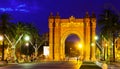 Triumphal arch in night. Barcelona Royalty Free Stock Photo