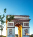 Triumphal Arch . it is one of the most famous monuments in Paris, France, standing at the western end of the Champs Elysees. Paris Royalty Free Stock Photo