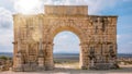 The Triumphal Arch at Volubilis in Morocco. Royalty Free Stock Photo