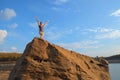 Triumphant Girl. Royalty Free Stock Photo