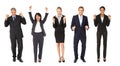 Triumphant group of businessmen and women Royalty Free Stock Photo