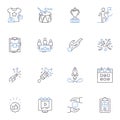 Triumphant pursuit line icons collection. Victory, Achievement, Success, Conquest, Accomplishment, Triumph, Glory vector