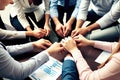 Triumphant Teamwork: Hands United for Business Success Royalty Free Stock Photo