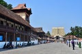 Trivandrum, Kerala, India, March, 12, 2019. People walking near ancient wooden Palace Putan-Malika and S