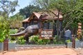 Trivandrum Thiruvananthapuram, state Kerala, India, March, 12, 2019. Dinosaur sculpture next to the building of the Aquarium in