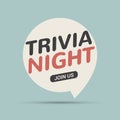 Trivia night icon speech bubble retro sign. Play brain game fun learn vintage symbol Royalty Free Stock Photo