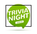 Trivia night icon speech bubble retro sign. Play brain game fun learn vintage symbol Royalty Free Stock Photo