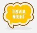 Trivia Night Icon Speech Bubble in Shape of Yellow Cloud Isolated on White background. Play Brain Game Sign Concept