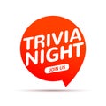 Trivia night icon speech bubble sign. Play brain game fun learn