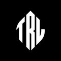 TRL circle letter logo design with circle and ellipse shape. TRL ellipse letters with typographic style. The three initials form a