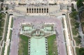 Paris, France - August 18, 2018: Trocadero Aera with Fountains of Chaillot in Paris France