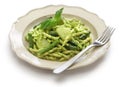 Trofie pasta with pesto, italian cuisine