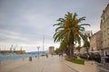 Trogir seafront with fortress Kamerlengo in the distance