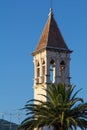 TROGIR, CROATIA - Aug 12, 2011: Bell tower of church of St. Dominic in Trogir, Croatia Royalty Free Stock Photo