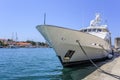 The huge luxury yacht parked in the water of Trogir Croatia