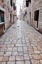 Cobbled stone alley in the old town of Trogir