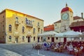 Central square, with the clock tower, in Trogir Royalty Free Stock Photo