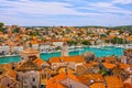 Trogir in Croatia, town panoramic view, Croatian tourist destinati