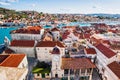 Trogir town, Croatia. Panoramic view, famous Croatian tourist destination. Dalmatian coast