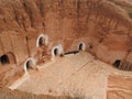 Troglodyte homes and underground caves of the Berbers in Sidi Driss, Matmata, Tunisia, Africa, on a clear day