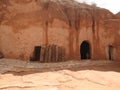 Troglodyte homes and underground caves of the Berbers in Sidi Driss, Matmata, Tunisia, Africa, on a clear day