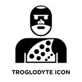 Troglodyte icon vector isolated on white background, logo concept of Troglodyte sign on transparent background, black filled