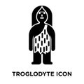 Troglodyte icon vector isolated on white background, logo concept of Troglodyte sign on transparent background, black filled