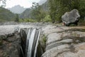 Trois Roches waterfall at Mafate on Reunion Island Royalty Free Stock Photo