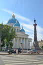 Troitse-Izmaylovsky cathedral and Slava's column in St. Petersbu