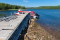 Boat near the monastery pier Royalty Free Stock Photo