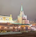 Troitskaya Tower of Moscow Kremlin at night, Russia Royalty Free Stock Photo