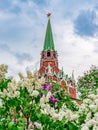 Troitskaya tower of Moscow Kremlin in spring, Russ Royalty Free Stock Photo