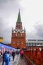 Troitskaya Tower ,It is a tower with a through-passage in the center of the northwestern wall of the Moscow Kremlin