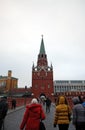 Troitskaya Tower and Trinity Bridge. Territory of the Moscow Kremlin.