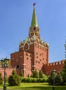 Troitskaya (Trinity) Tower of Moscow Kremlin and Alexander garden, Russia Royalty Free Stock Photo