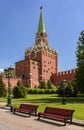 Troitskaya Trinity Tower of Moscow Kremlin and Alexander garden, Russia Royalty Free Stock Photo