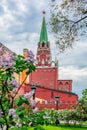 Troitskaya (Trinity) tower of Moscow Kremlin in spring, Russia Royalty Free Stock Photo
