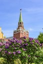 Troitskaya Trinity tower of Moscow Kremlin in spring, Russia Royalty Free Stock Photo