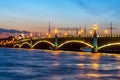 Troitskiy bridge at night, Saint Petersburg, Russia Royalty Free Stock Photo