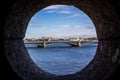 Troitskiy most or Trinity Bridge in circle frame - Saint Petersburg, Russia Royalty Free Stock Photo