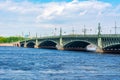 Troitskiy Trinity bridge over Neva river, Saint Petersburg, Russia Royalty Free Stock Photo