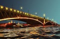 Troitsky Bridge over the Neva River on a white night Royalty Free Stock Photo