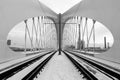 Troja Bridge, Prague city. Modern Architecture Detail. Abstract architecture background.