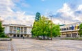 TROJAN, BULGARIA, MAY 1, 2016: View of the main square of the bulgarian city Troyan....IMAGE