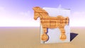 Trojan horse and computer 3d rendering