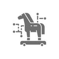 Trojan horse, cyber crime, virus grey icon.