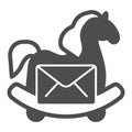 Trojan horse with letter solid icon, web security concept, viral e-mail sign on white background, email envelope with