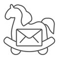 Trojan horse with letter thin line icon, web security concept, viral e-mail sign on white background, email envelope Royalty Free Stock Photo